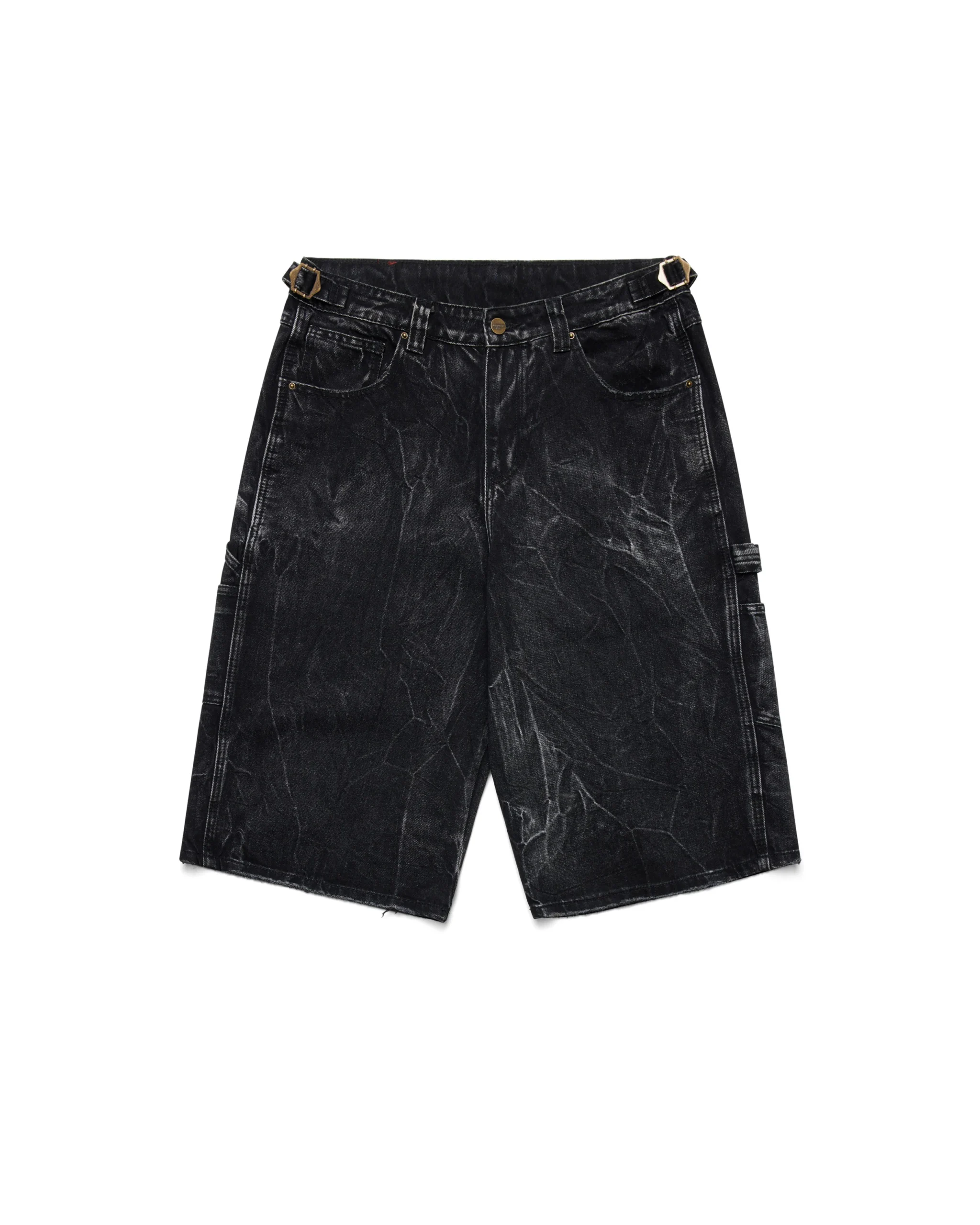 2-scaled-1.webp Shinzo Brand Sagyōgi Black Denim Shorts - Image 1