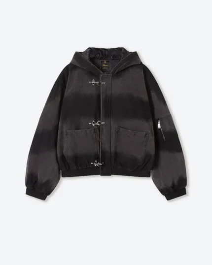 Shinzo Shige Black Canvas Clasp Bomber Jacket