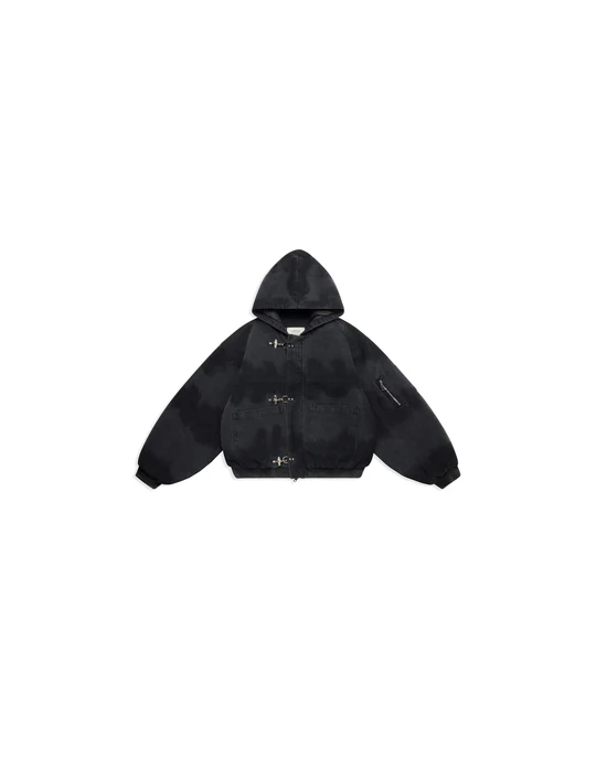JacketFront_3f90334b-51e5-400b-b130-aa0946ad64c3.webp Shinzo Shige Black Canvas Bomber Jacket - Image 1