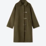Shinzo Green Wool Clasp Trench Coat