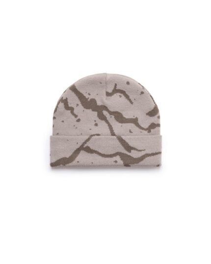 Shinzo Brand Pattern Beanie Light Brown