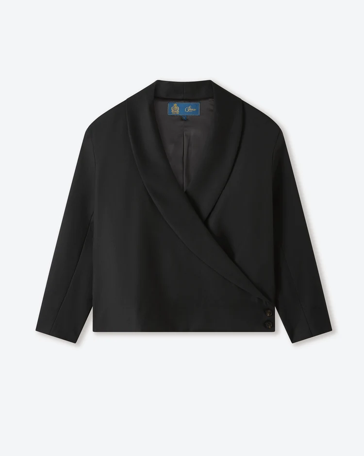 black-wool-suit-jacket-front Shinzo Black Japanese Wool Kimono Blazer