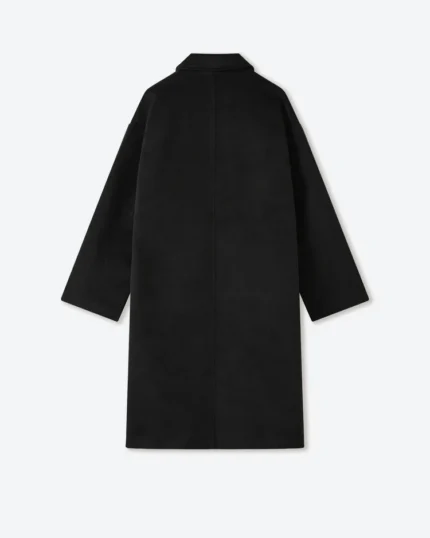 Shinzo Black Wool Clasp Trench Coat