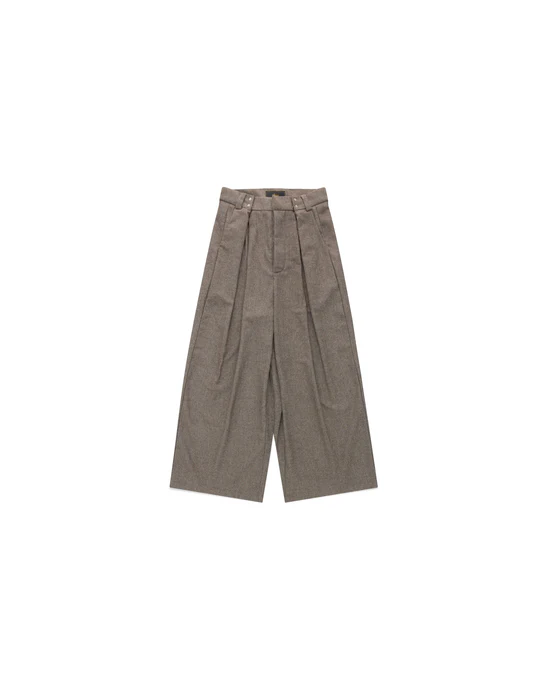 brownfront.webp Shinzo Light Brown Wide Leg Wool Suit Pants - Image 1