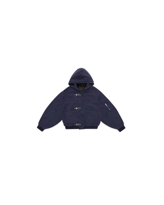 navyfront.webp Shinzo Shige Navy Canvas Bomber Jacket - Image 1