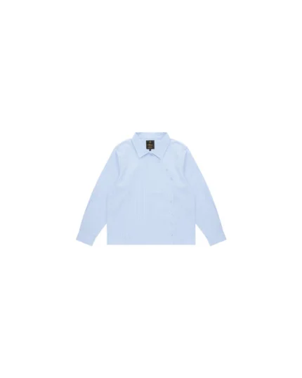 Hattori Asymmetrical Blue Pinstripe Button Up Shirting
